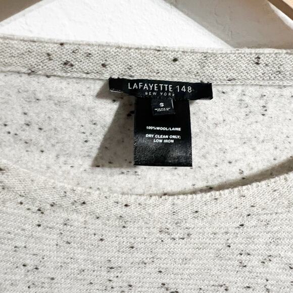 Lafayette 148 Sweater Small Poncho Beige Ivory Cream Speckled Wool Winter - Picture 2 of 4